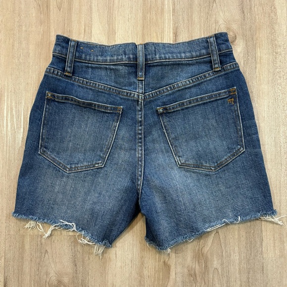 Madewell High Rise Denim Cutoff Shorts Raw Hem Distressed Wash Summer Size 24 - Picture 7 of 9